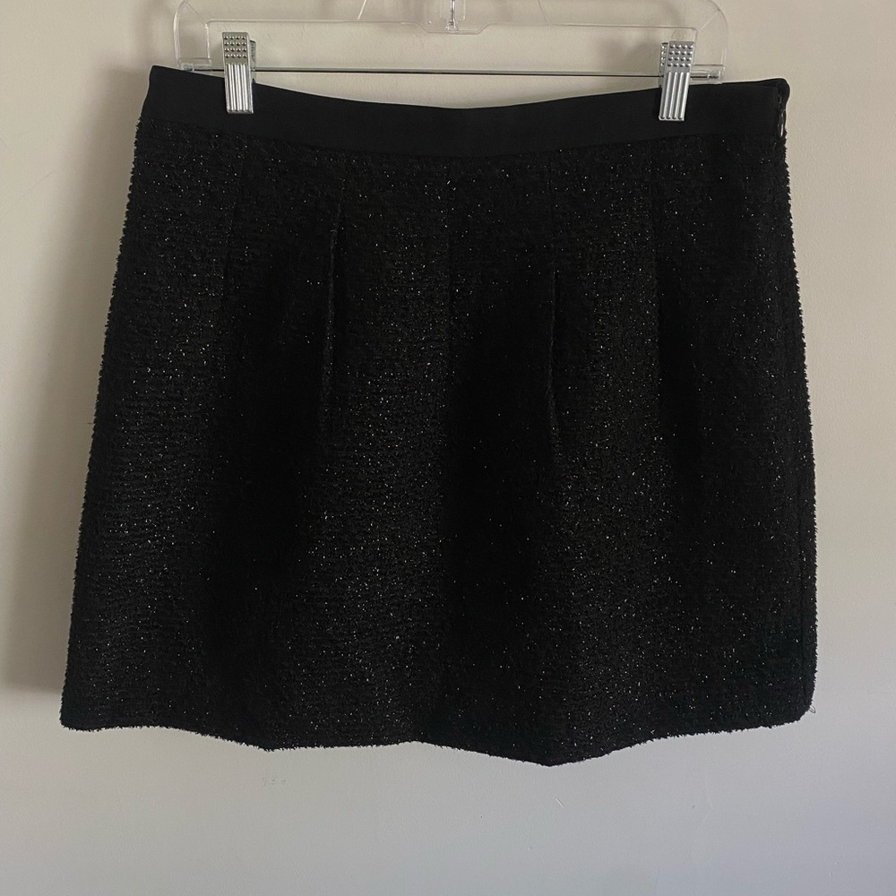 LOFT Black Textured Sparkly Mini‎ Skirt Going Out Skirt Party